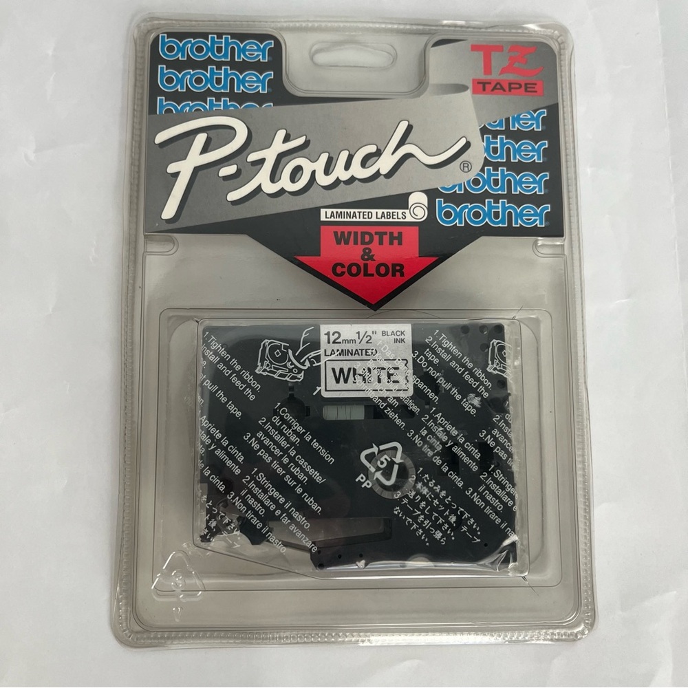 Brother Laminated Label Tape in Black and White